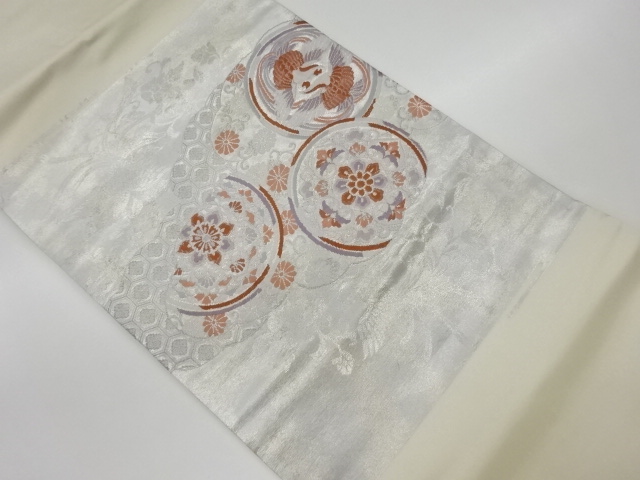 リサイクル　華紋に鳳凰・菊唐草模様織出し名古屋帯